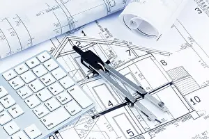 Österreich Drucke: Ein Architektenplan für den Bau eines neuen Hauses.