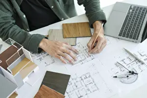 Bilder Datiert 22. Februar 2024: Architecture interior design print blueprint drawing