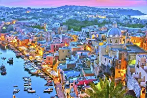 Mediterranean Sea Landscape Drucke: Architecture of Procida Island