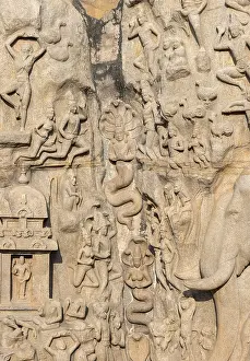Tamil Nadu Heritage Site Drucke: Detail of Arjuna's Penance