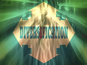 Computer Graphic Representation Drucke: Arrow cross with diversification word