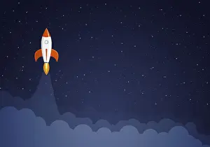 Space Rocket Launch Drucke: Art launch rocket with sky space. Startup concept