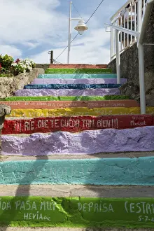 Costa Verde Spain Drucke: Art project with colourful steps