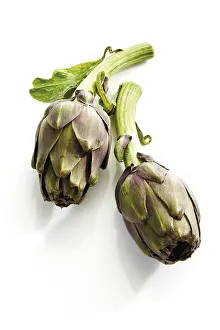 High Angle View Food Drucke: Artichokes
