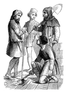Vintage Engraved Art Drucke: Artisans, workers and bourgeois