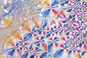 Polarisiertes Licht Drucke: Ascorbinsäure, Vitamin C kristallisiert.