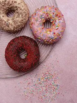 Decorative Food Items Drucke: Assorted donuts with icing