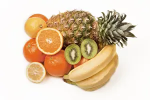 Fruity Still Life Photos Drucke: Assorted fruit, pineapple, kiwi fruit