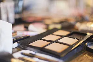 Beauty Studio Photography Drucke: Assorted makeup products macro with shallow depth of field