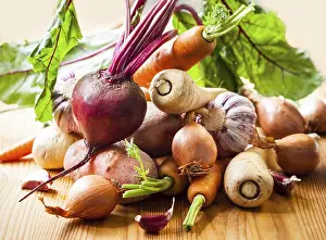Orange Root Vegetables Drucke: Assorted types of root vegetables