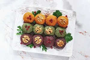 Georgian Dish Drucke: Assortment of Pkhali, pumpkin, spinach and beetroot