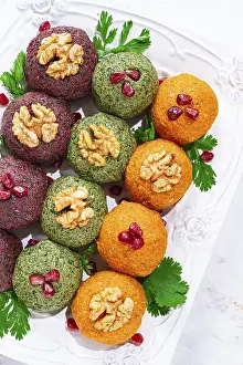 Georgian Dish Drucke: Assortment of Pkhali, pumpkin, spinach and beetroot