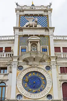 St Marks Square Architecture Drucke: Astronomical clock on the tower