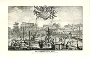 Historic Copper Engraving Drucke: Astronomical Observatory at Nuremberg