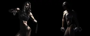 Fitness Athlete Drucke: Two athletes posing against a black background
