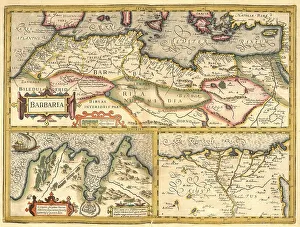 Digitally Restored Maps Drucke: Atlas, map from 1623, Barbaria