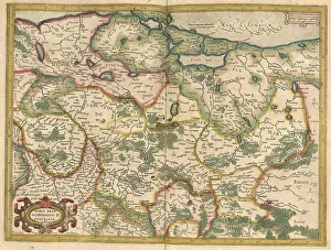 Digitally Restored Maps Drucke: Atlas, map from 1623, Mark Brandenburg
