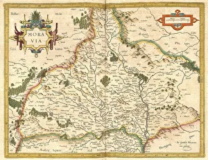 Digitally Restored Maps Drucke: Atlas, map from 1623, Morovia, Moravia