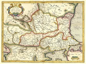 Black And White Cartography Drucke: Atlas, map from 1623, Wallachia