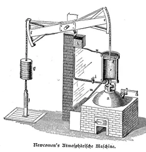 Newcomen Steam Engine Drucke: Atmospheric Engine after Newcomen