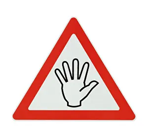 Symbolic Road Sign Photo Drucke: Attention! handiwork - white background