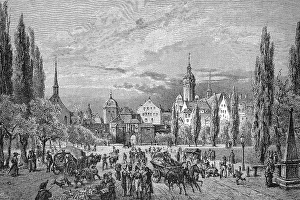 Leipzig Augustusplatz Drucke: Augustusplatz in Leipzig in 1810