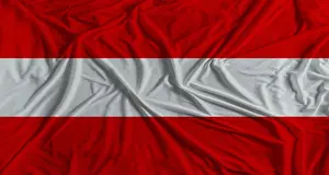 Fabric Texture Background Drucke: Austrian flag with fabric texture background