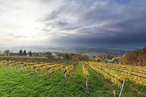 Autumn Atmosphere Drucke: Autumn atmosphere, sunlight breaking through clouds