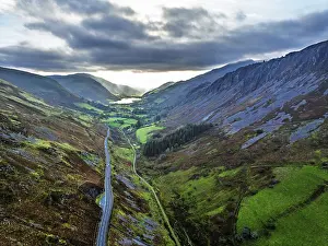 Autumn Mood Drone Image Drucke: Autumn colours over Mach Loop from a drone