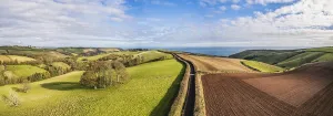 Autumn Drone Photography Drucke: Autumn over Devon fields and farms