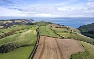 Drone Photography Devon Drucke: Autumn over Devon fields and farms from a drone