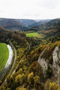 Autumn Mood In Southern Germany Drucke: Autumnal forest, Eichfelsen viewpoint