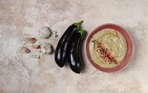Traditional Arabic Cuisine Drucke: Babaganoush, eggplant appetizer