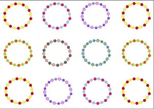 Deserted Background Image Drucke: Background with different coloured bead bracelets