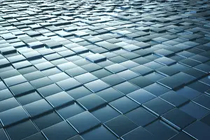 Modern Building Wallpaper Drucke: A background image of some metallic cubes