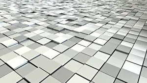 Geometric Background Image Drucke: A background image of some silver metallic cubes