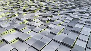 Futuristic Architectural Style Drucke: A background image of some silver metallic cubes