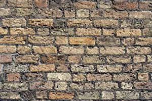 Clinker Construction Exterior View Drucke: Background from an old wall made of red clinker bricks
