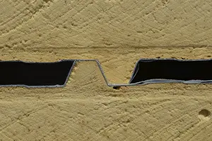 Deserted Building Site Drucke: Background of plastic foam cladding on a building site