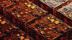 Abstract Circuitry Background Drucke: This background showcases a complex arrangement of abstract circuitry