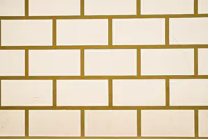 White Brick Background Drucke: Background texture white bricks and yellow cement
