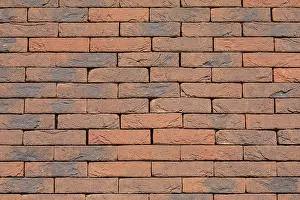 Brick Building Material Drucke: Background wall of bricks without cement joints