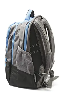 Deserted White Background Photo Drucke: Backpack isolated on white background