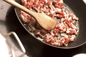 Frying Pan Cooking Drucke: Bacon in the pan