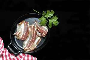 Deserted Breakfast Scene Drucke: Bacon strips in pans