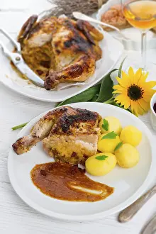 Wooden Board Wall Drucke: Baked chicken