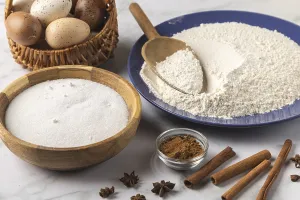 Baking Ingredients Drucke: Baking ingredients such as flour