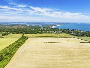 Steep Cliff Coastal Scene Drucke: Ballard Cliff over Studland from a drone