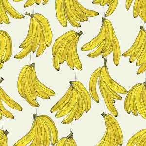 Healthy Eating Design Drucke: Banana fruit summer seamless vector pattern wallpaper