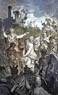 European Folklore Artwork Drucke: The Baptism of the Frankish King Clovis